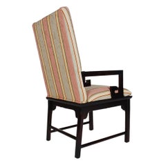 Set of Eight Midcentury Asian Modern Upholstered Chinoiserie Dining Chairs