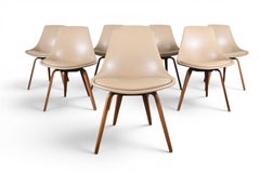 Set of Eight Mid Century Bentwood Dining Chairs in Walnut