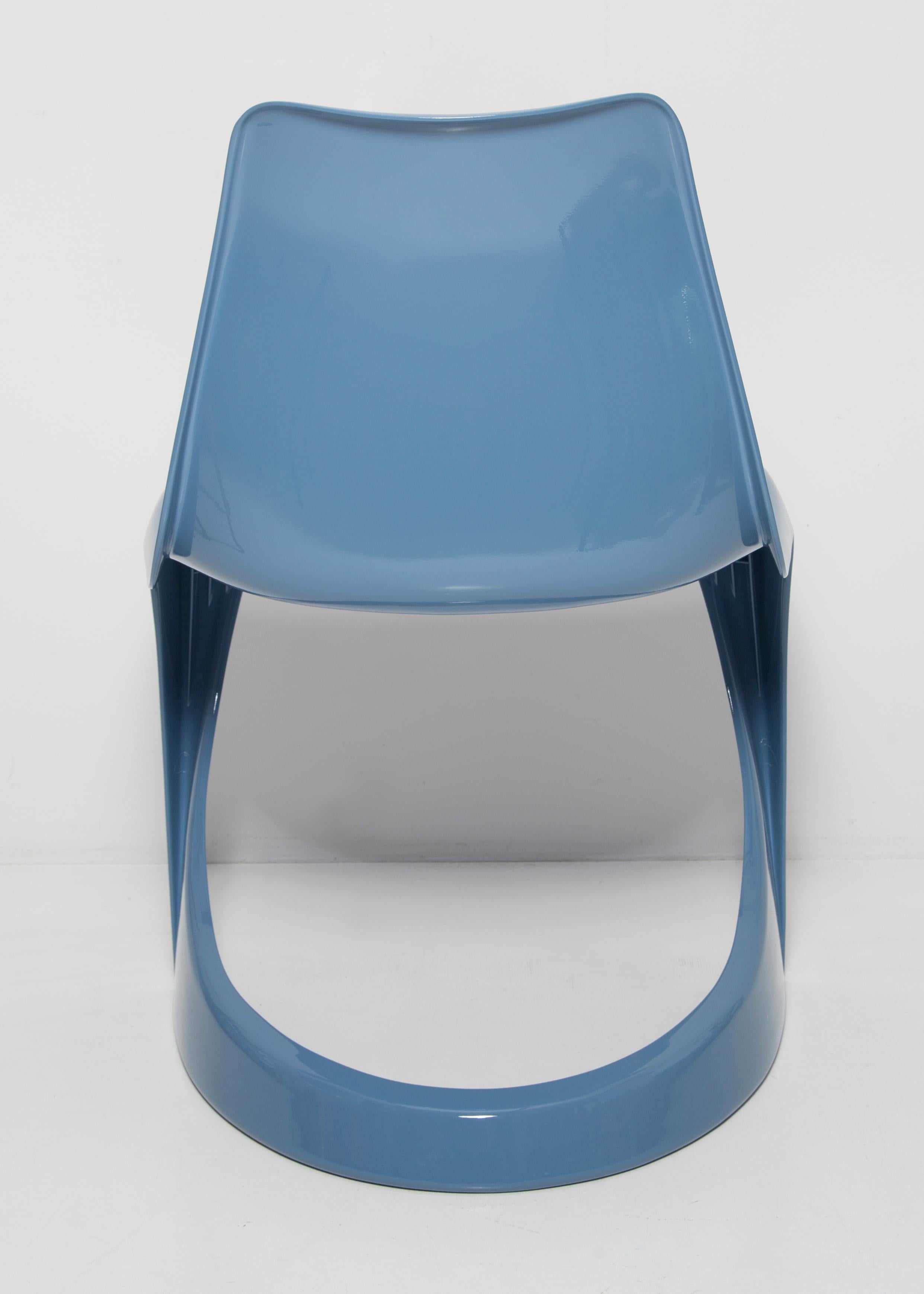 Plastic Set of Eight Mid Century Blue Cado Chairs, Steen Østergaard, Europe, 1960s For Sale