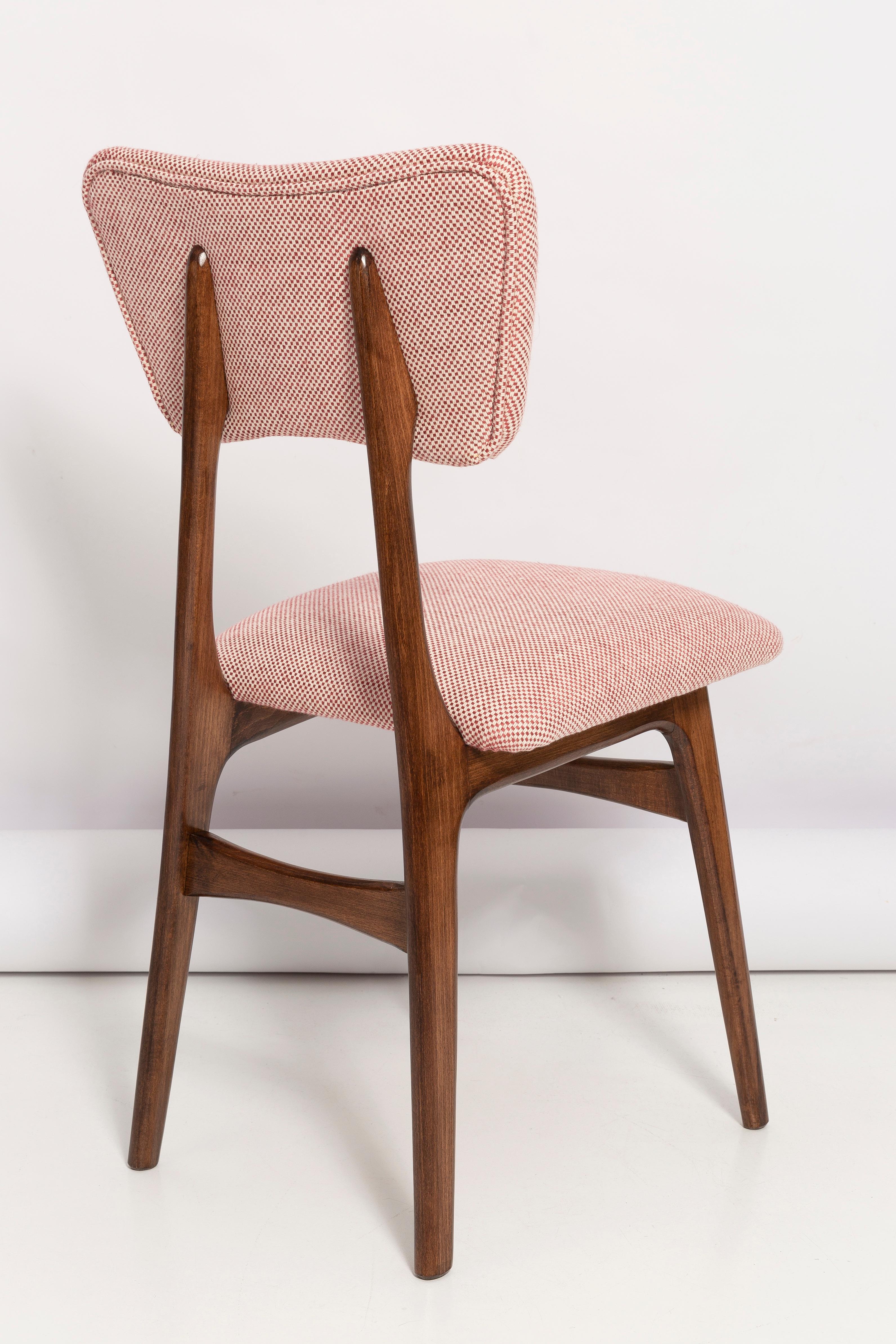 Set of Eight Mid Century Butterfly Dining Chairs, Peony Cotton, Poland, 1960s For Sale 2