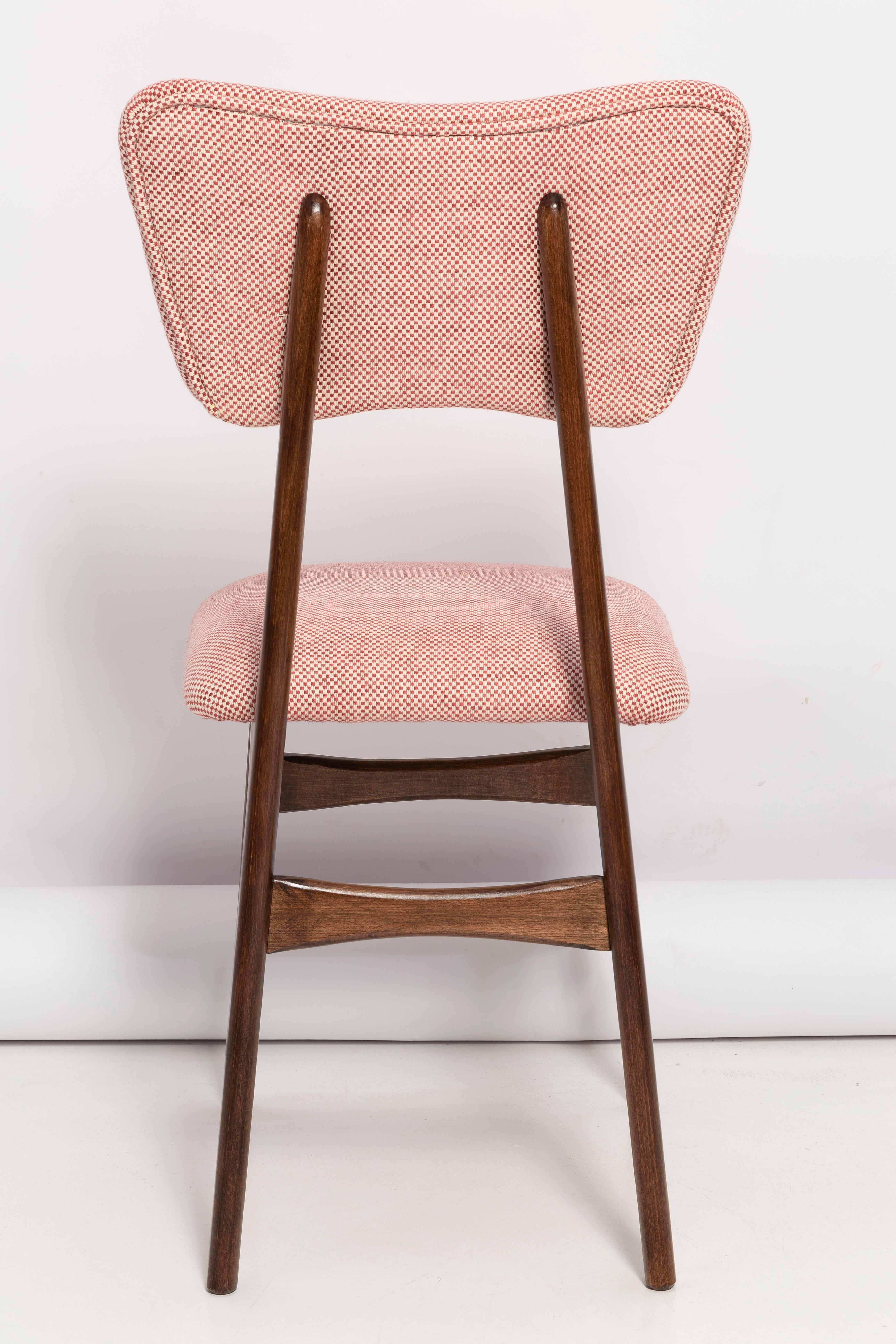 Set of Eight Mid Century Butterfly Dining Chairs, Peony Cotton, Poland, 1960s For Sale 3