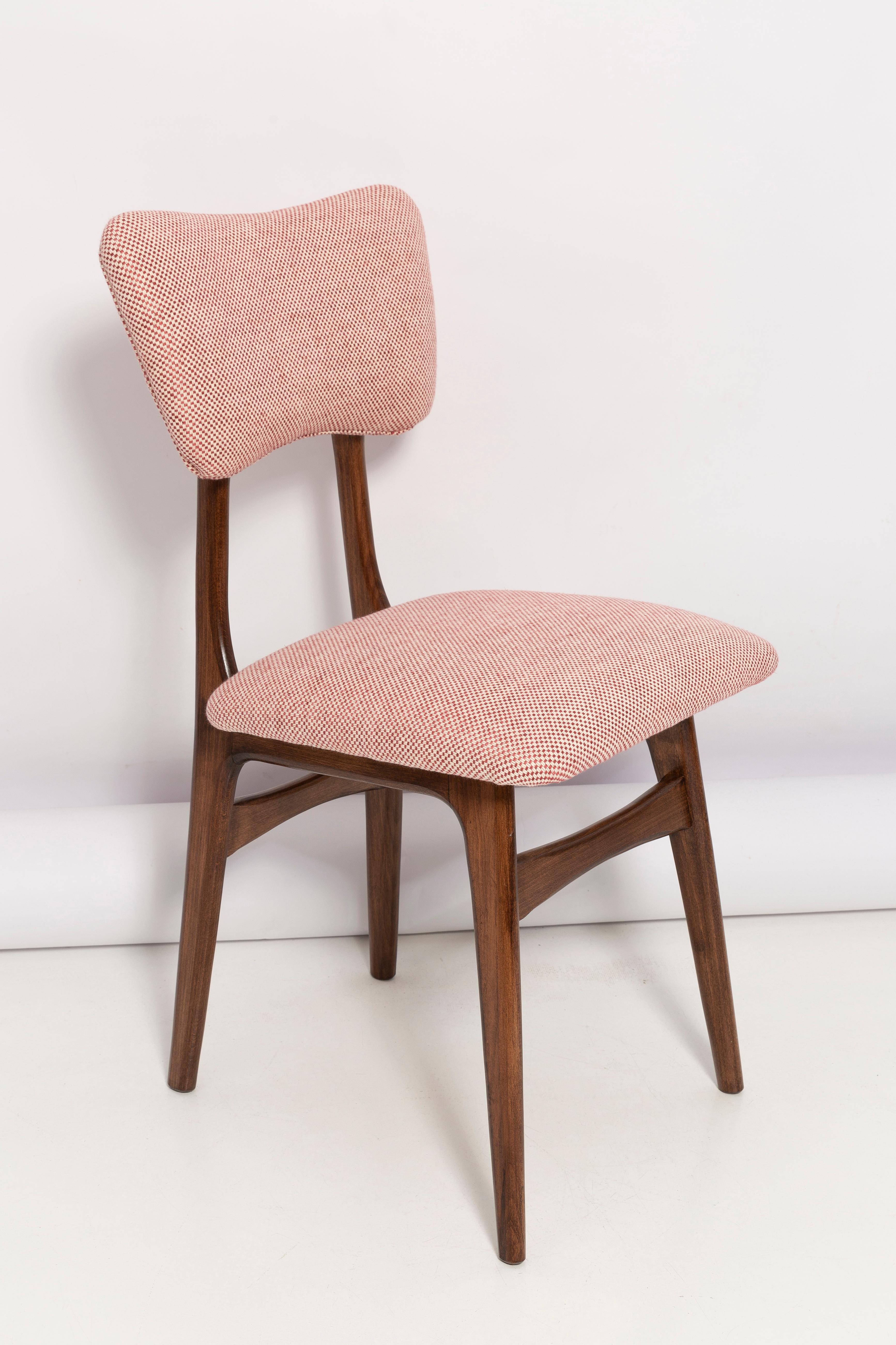 Mid-Century Modern Set of Eight Mid Century Butterfly Dining Chairs, Peony Cotton, Poland, 1960s For Sale