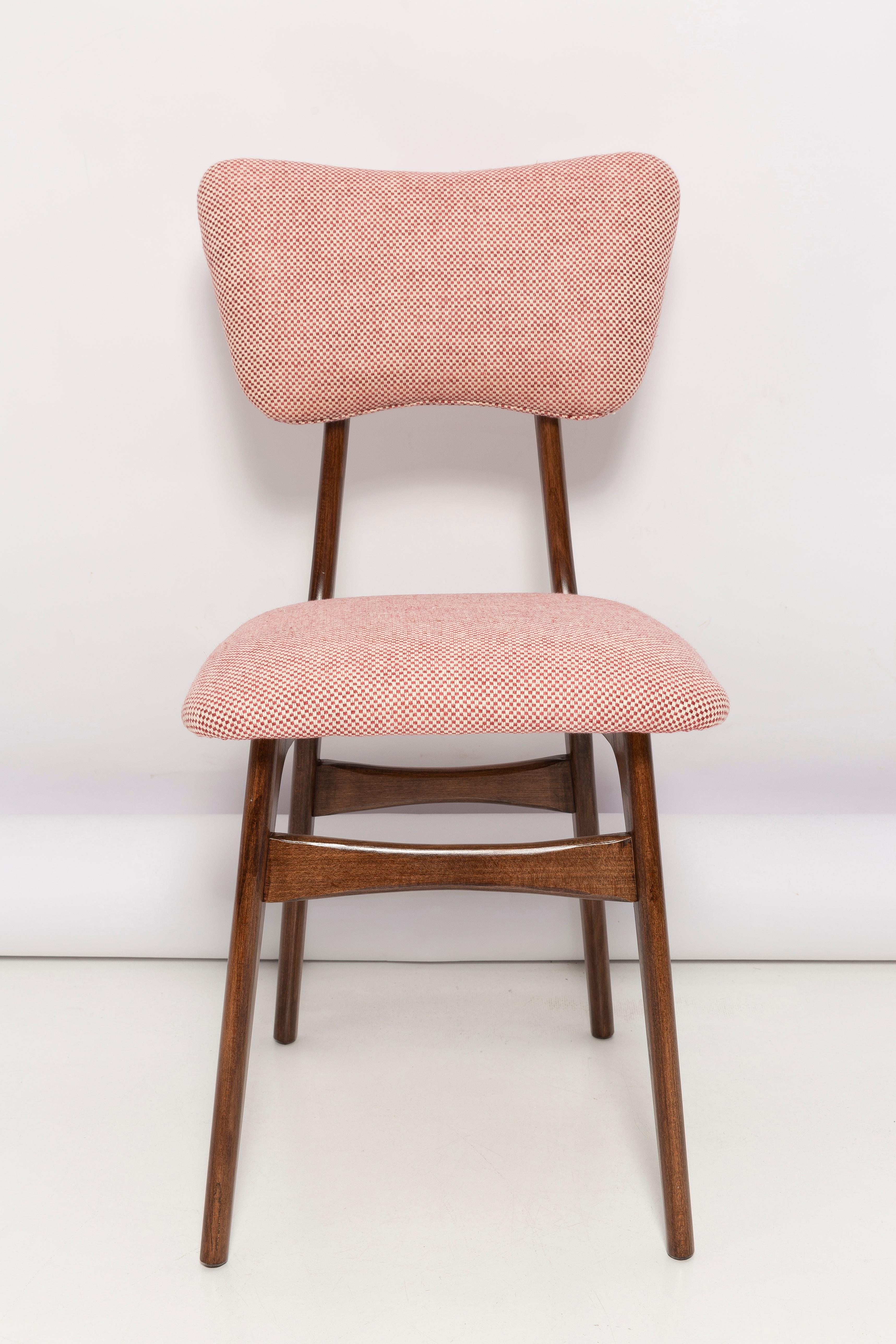 Polish Set of Eight Mid Century Butterfly Dining Chairs, Peony Cotton, Poland, 1960s For Sale