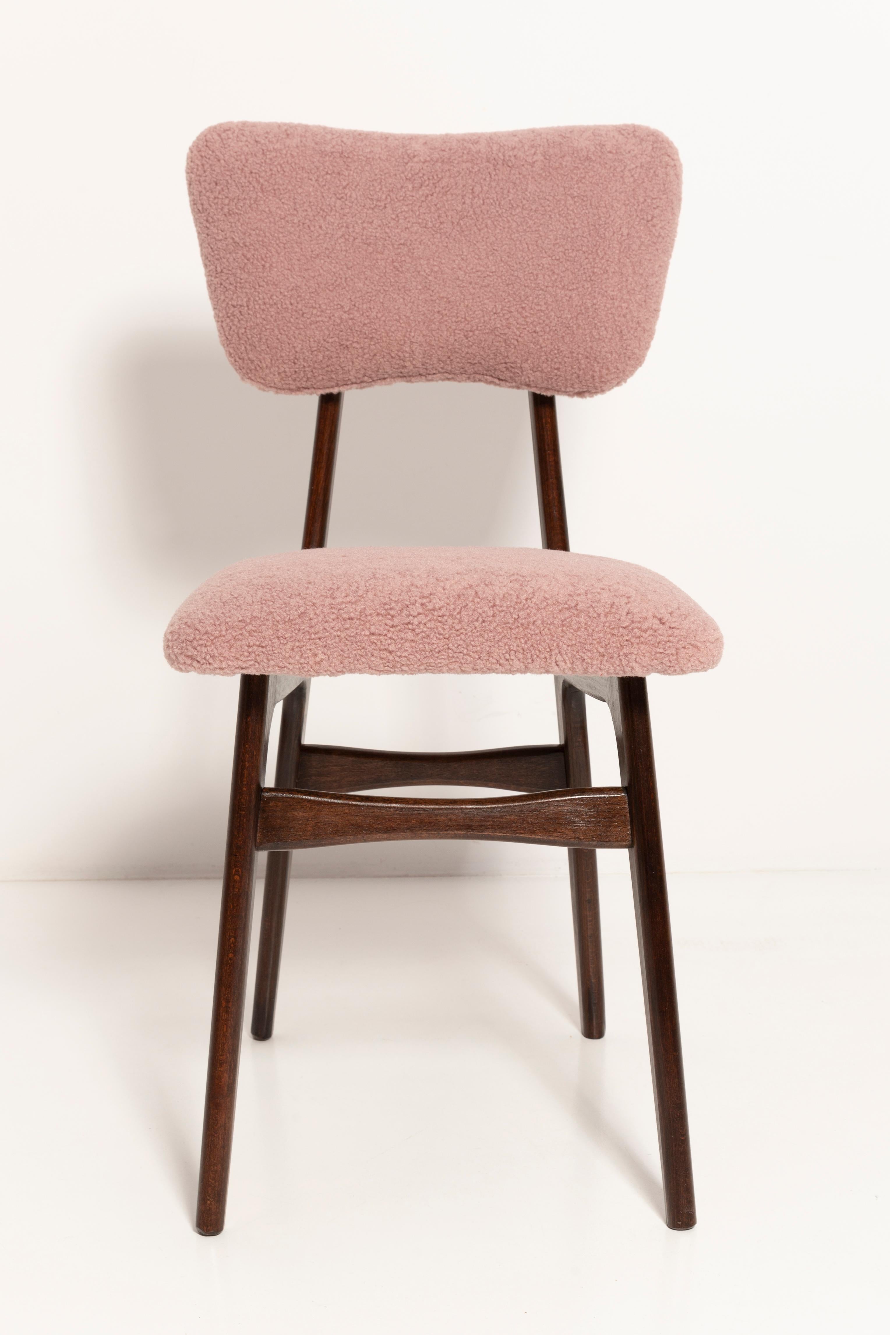 Set of Eight Mid-Century Butterfly Dining Chairs, Pink Boucle, Europe, 1960s For Sale 4