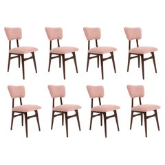 Set of Eight Mid-Century Butterfly Dining Chairs, Pink Boucle, Europe, 1960s