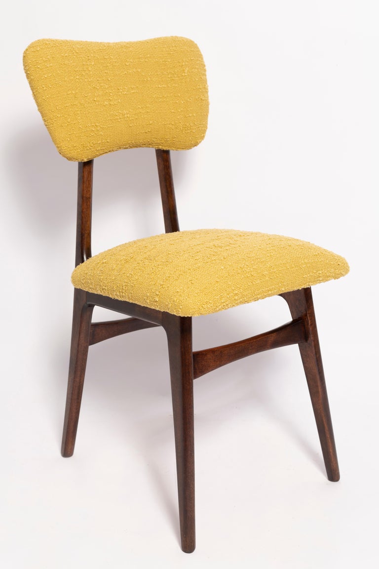 Set of Eight Mid Century Butterfly Dining Chairs, Yellow Boucle, Europe ...