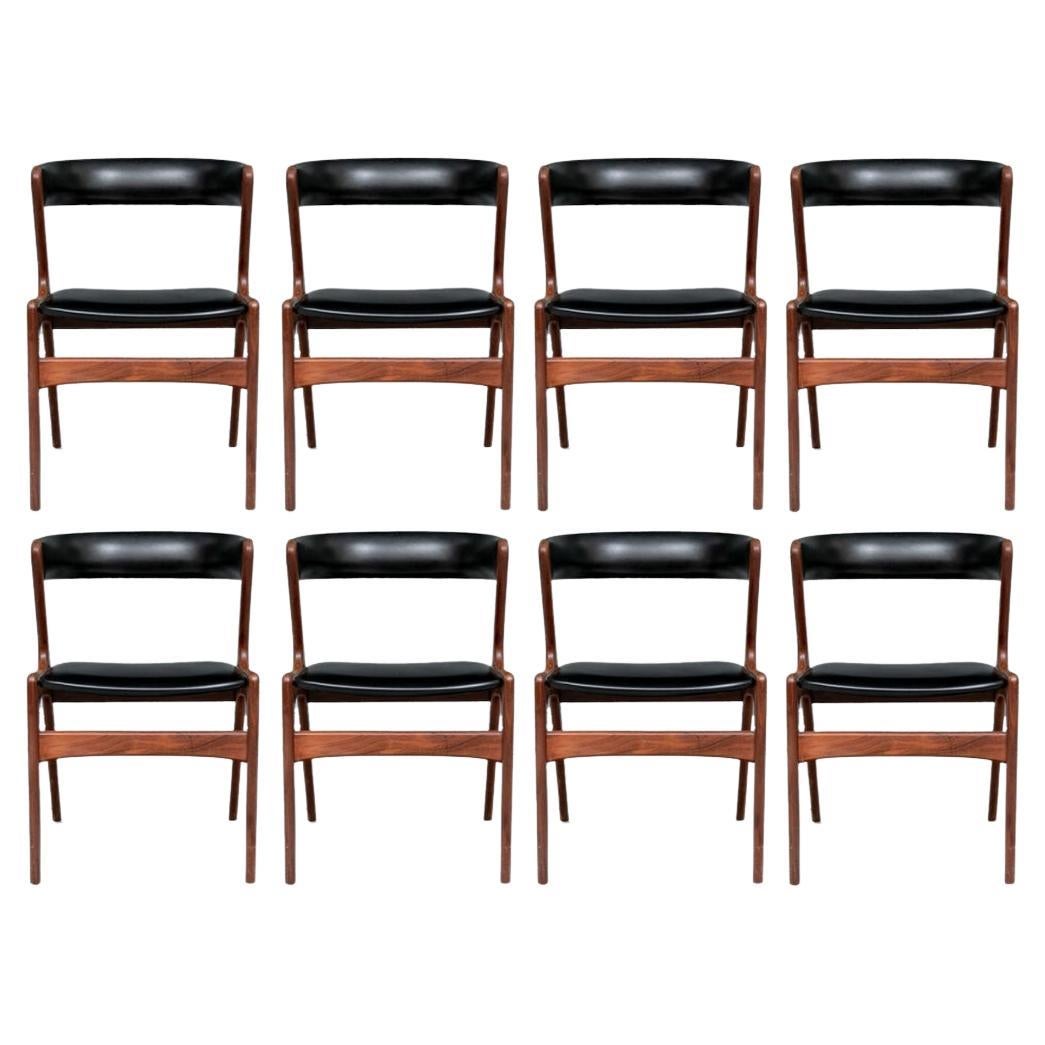 Set of Eight Mid Century Dining Chairs by Kai Kristiansen Denmark