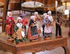 Set of Eight Mid-Century French Santons from Provence