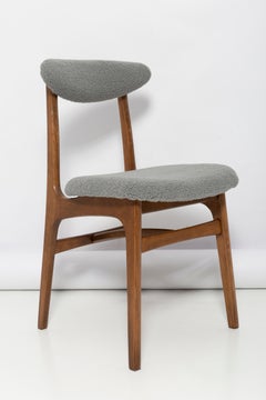 Set of Eight Mid Century Gray Boucle Chairs by Rajmund Halas, Poland, 1960s