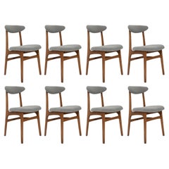 Set of Eight Mid Century Gray Boucle Chairs by Rajmund Halas, Poland, 1960s