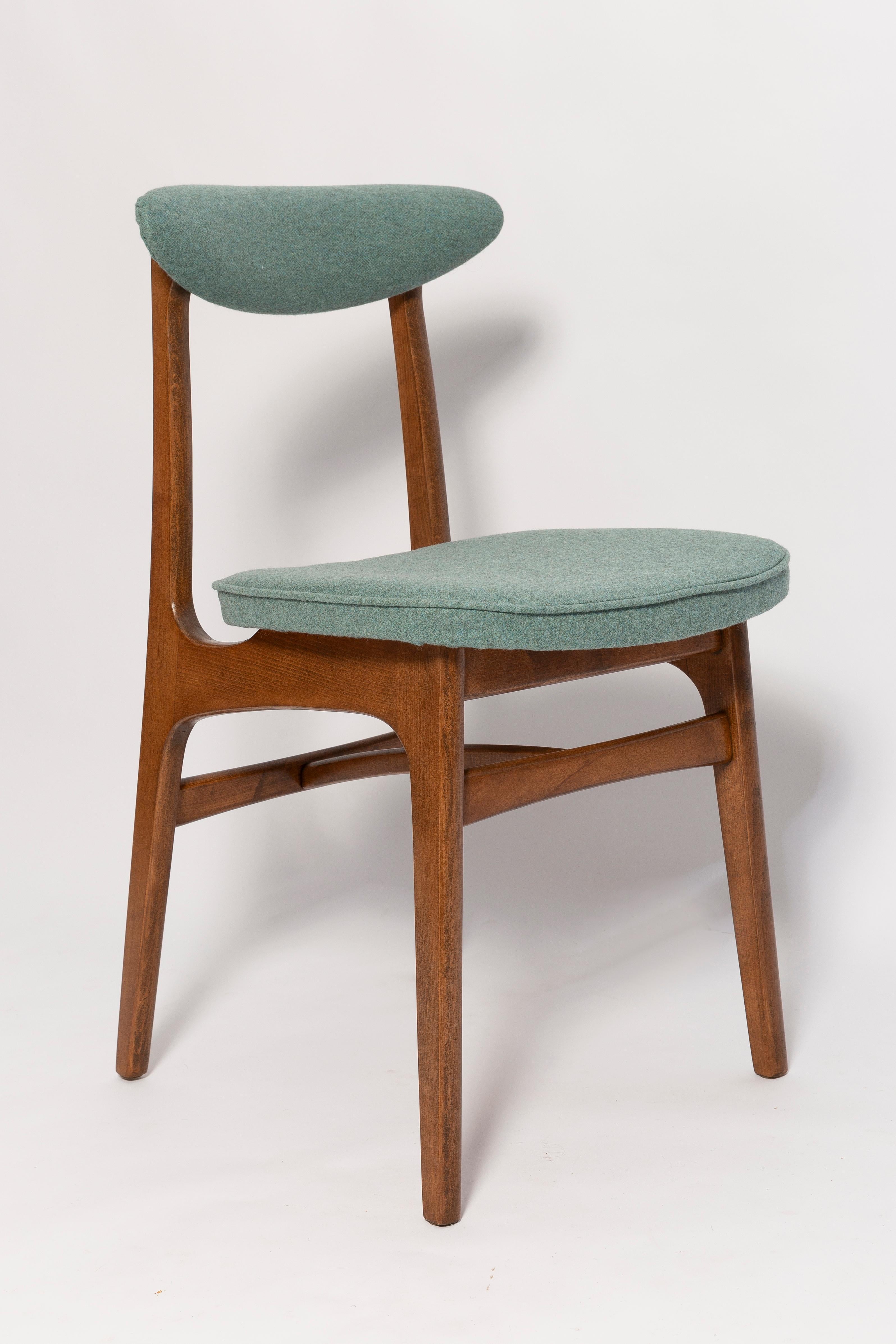 Velvet Set of Eight Mid Century Green Wool Chairs, Rajmund Halas, Europe, 1960s For Sale