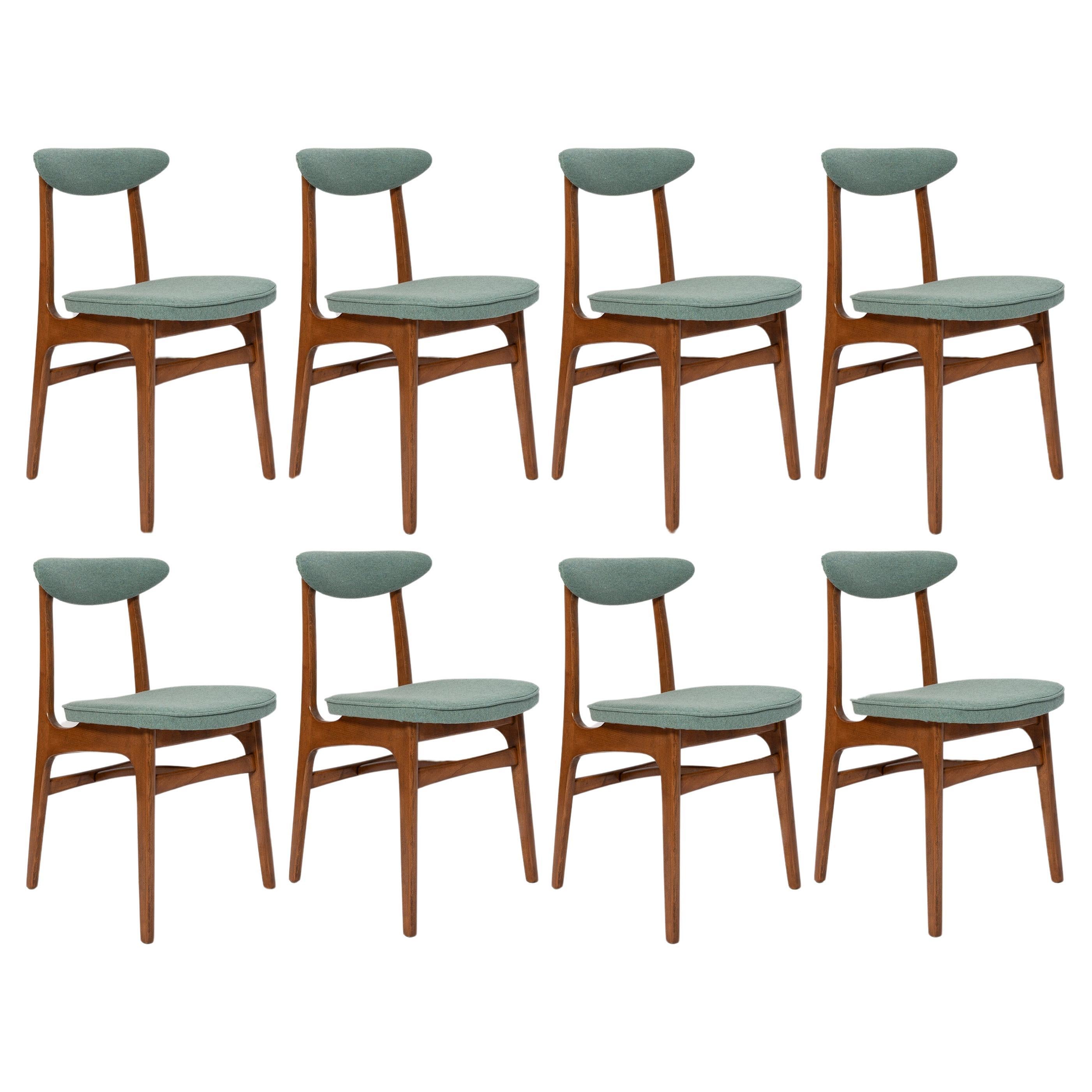 Set of Eight Mid Century Green Wool Chairs, Rajmund Halas, Europe, 1960s For Sale