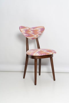 Set of Eight Mid Century Heart Chairs, Pink Fandango Jacquard, Europe, 1960s