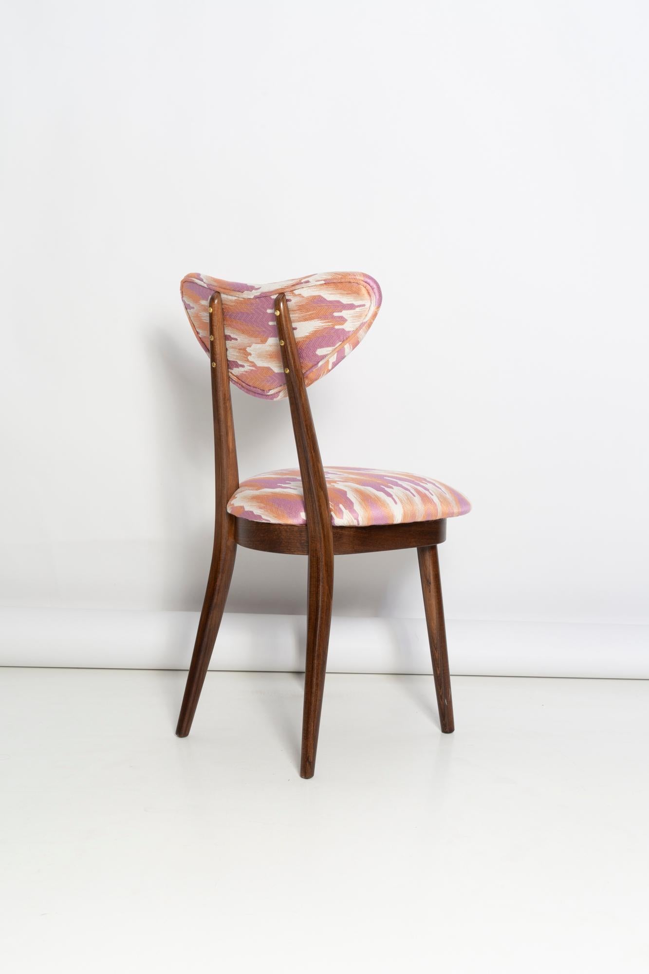 Ensemble de huit chaises à cœur du milieu du siècle, jacquard rose fandango, Europe, années 1960 Excellent état - En vente à 05-080 Hornowek, PL