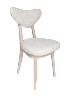 Set of Eight Mid Century Heart Chairs White Boucle Fabric, Europe, 1960s