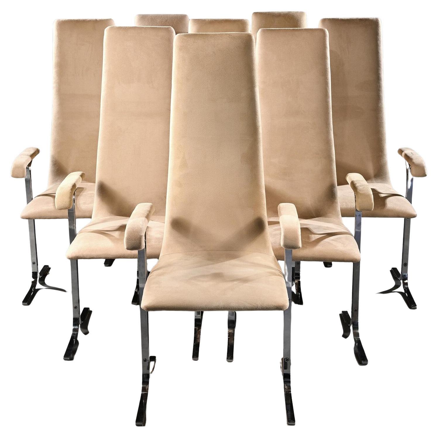 Set of Eight Mid Century High Back Lisse Dining Chairs Designed by Tim Bates For Sale