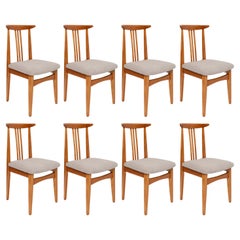 Vintage Set of Eight Mid-Century Linen Boucle Chairs, by M. Zielinski, Europe, 1960s
