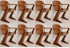 Set of Eight Mid Century Mocha Pantone Kangaroo Chairs, Ernst Moeckl, Germany