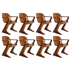 Conjunto de ocho sillas canguro mocha pantone de mediados de siglo, Ernst Moeckl, Alemania