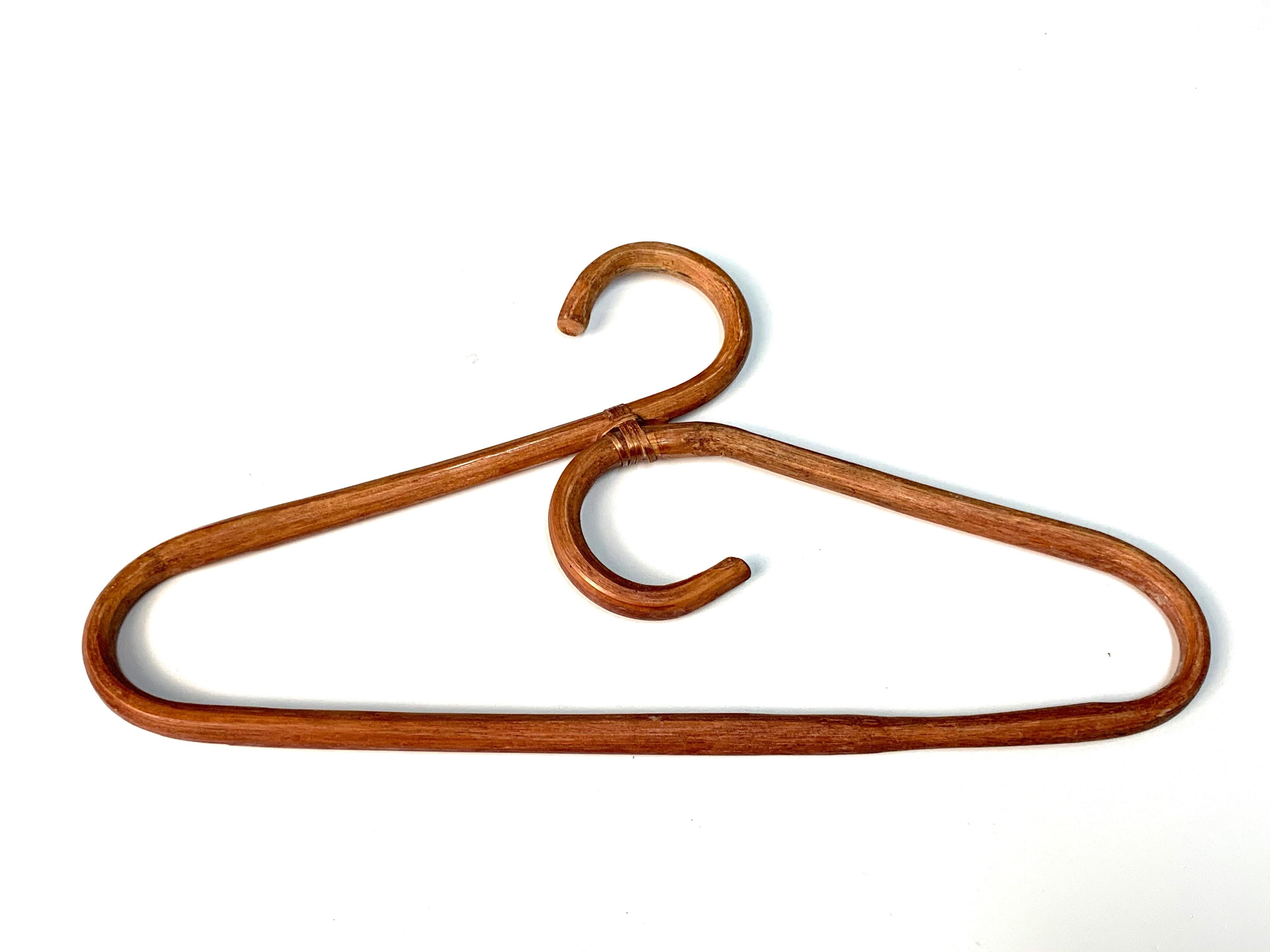 Set of Eight Mid-Century Modern Italian Bamboo and Rattan Coat Hangers, 1970s For Sale 2