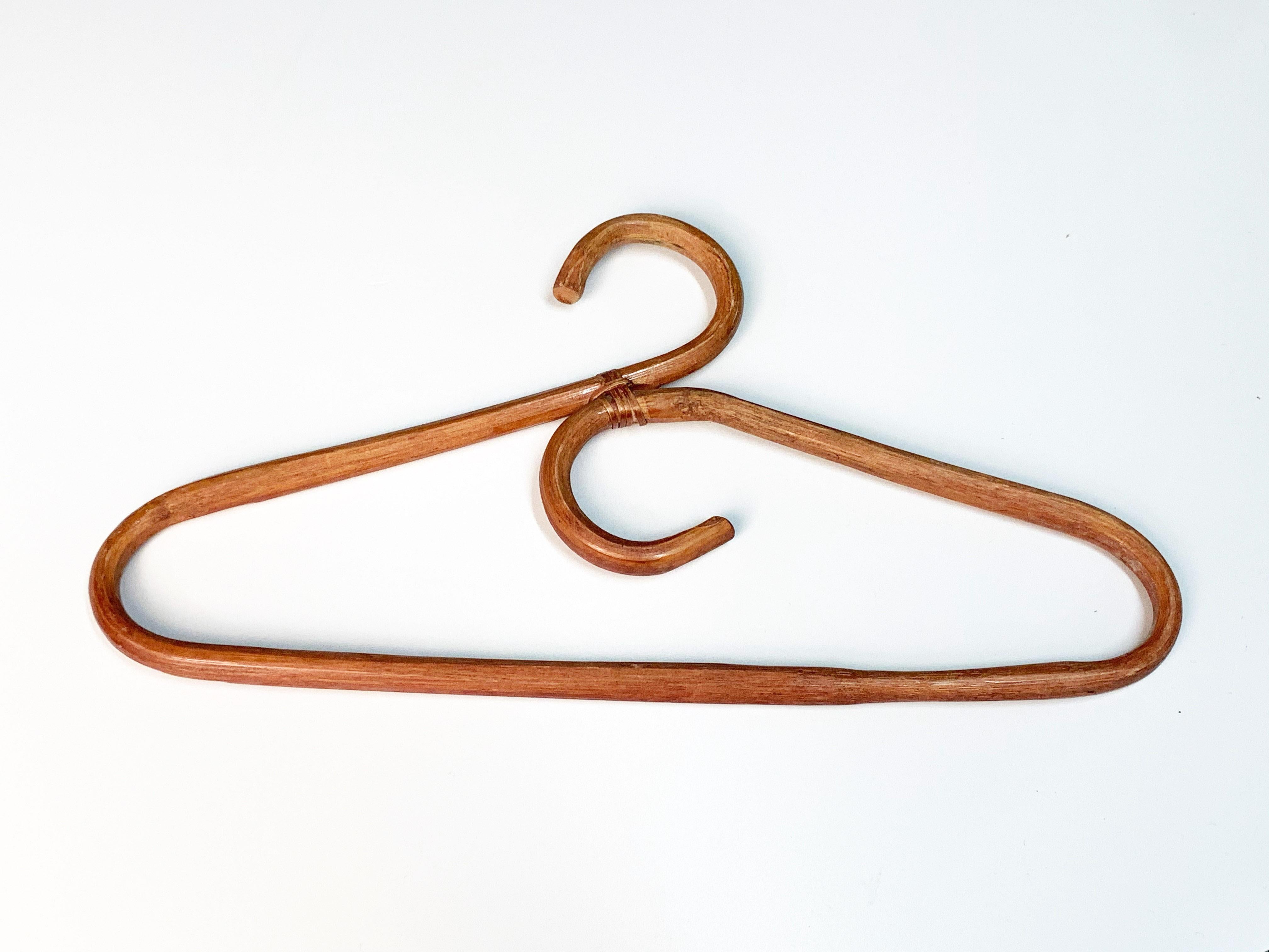 Set of Eight Mid-Century Modern Italian Bamboo and Rattan Coat Hangers, 1970s For Sale 3