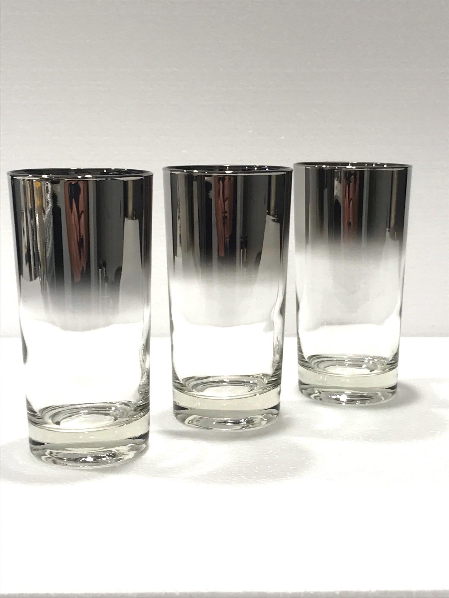 Set of Eight Mid-Century Modern Barware Glasses with Silver Overlay, 1960s 2