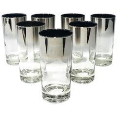 Set of Eight Mid-Century Modern Barware Glasses with Silver Overlay, 1960s