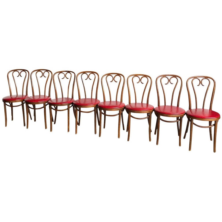 Set of Eight Mid-Century Modern Bentwood Thonet Dining Chairs or Cafe Chairs 2