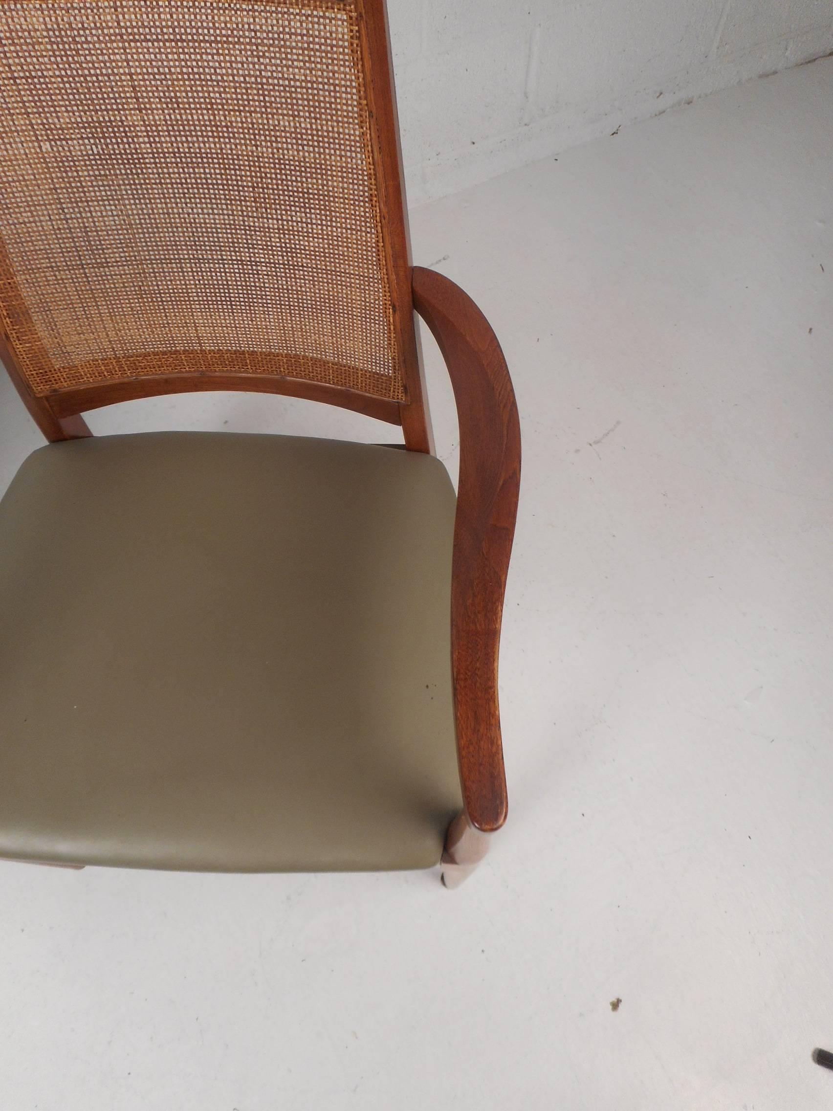 Set of Eight Mid-Century Modern Cane Back Dining Chairs 6