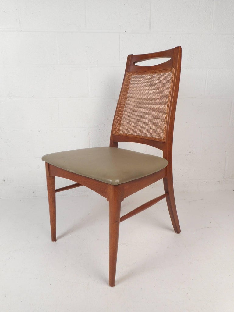 Set of Eight Mid-Century Modern Cane Back Dining Chairs For Sale at 1stDibs