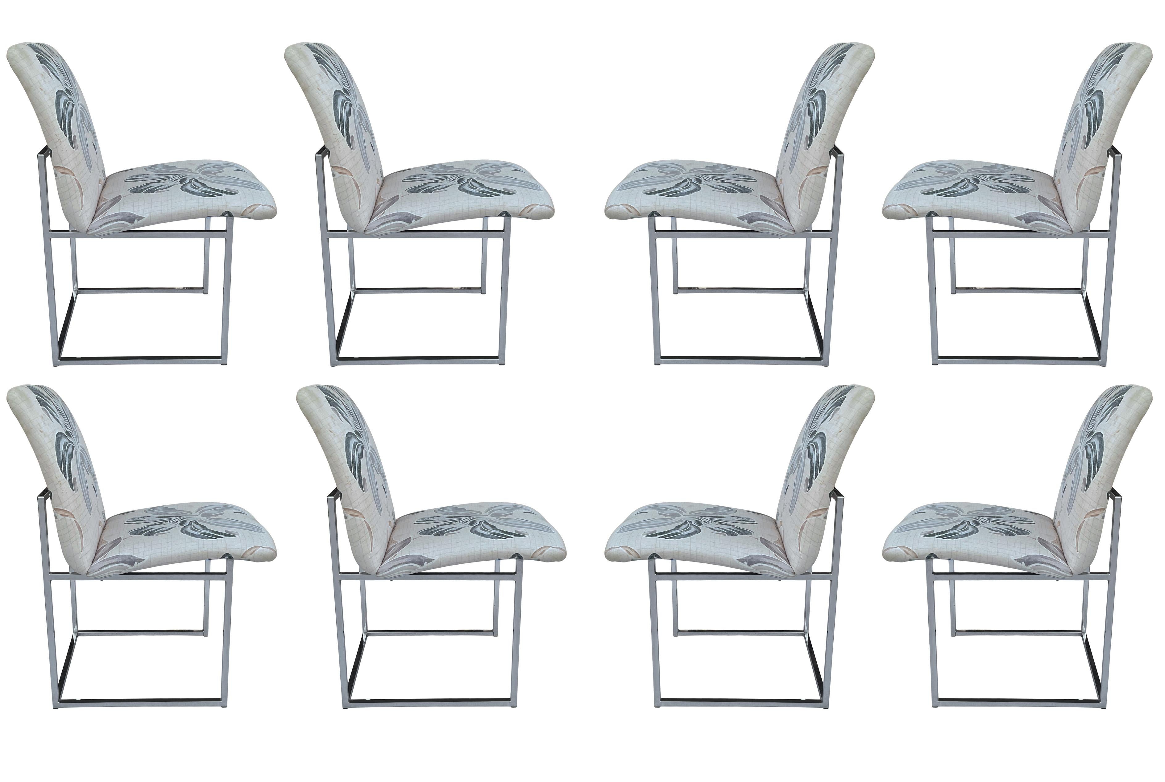 Set of Eight Mid-Century Modern Chrome Dining Chairs by Milo Baughman 4