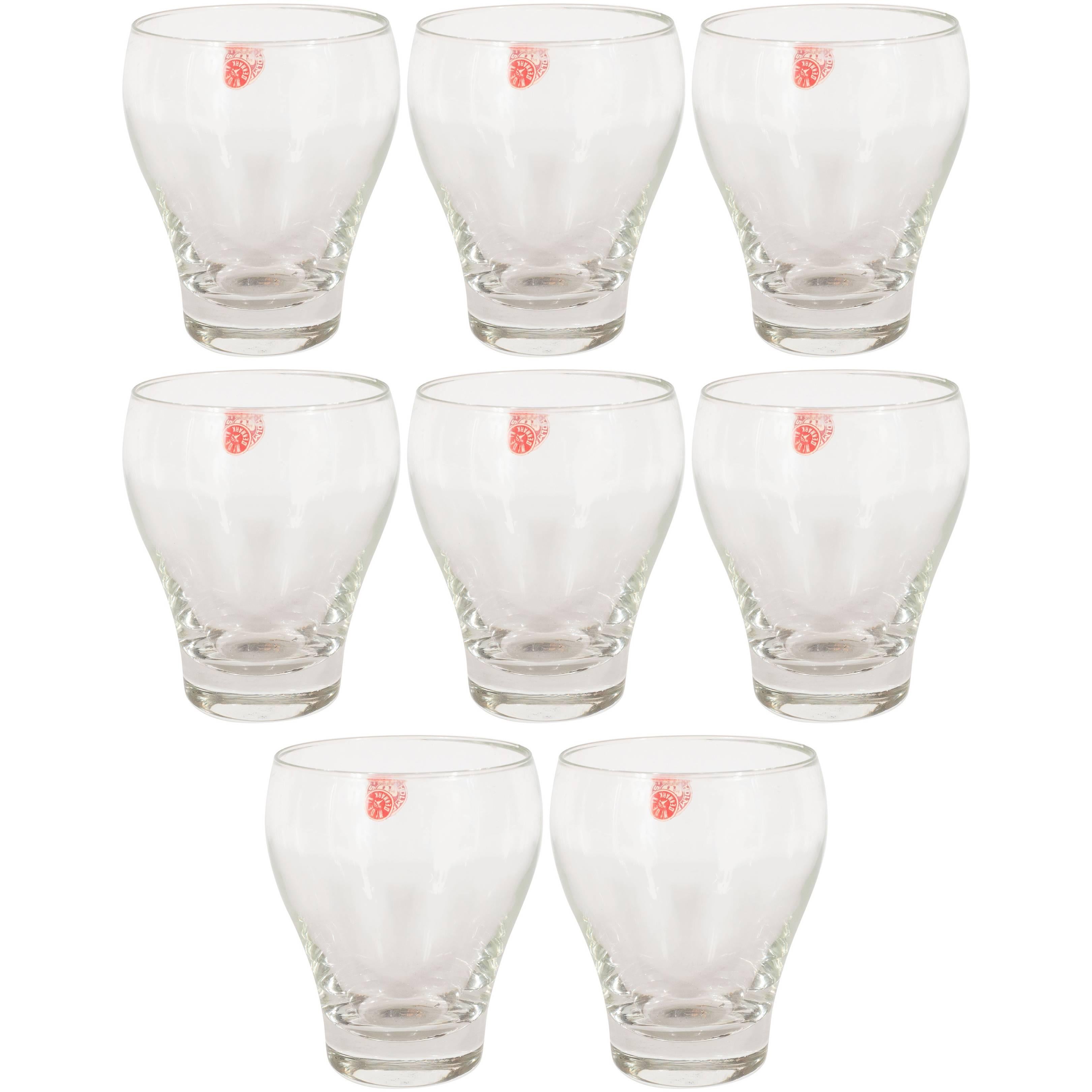 Set of Eight Mid-Century Modern Glass Drink Glasses by Holmegaard of Denmark