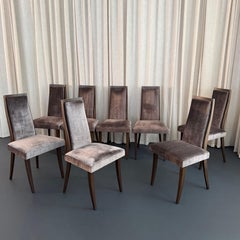 Set Of Eight Mid-Century Modern Highback Dining Chairs By Harvey Probber