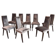 Set Of Eight Mid-Century Modern Highback Dining Chairs By Harvey Probber