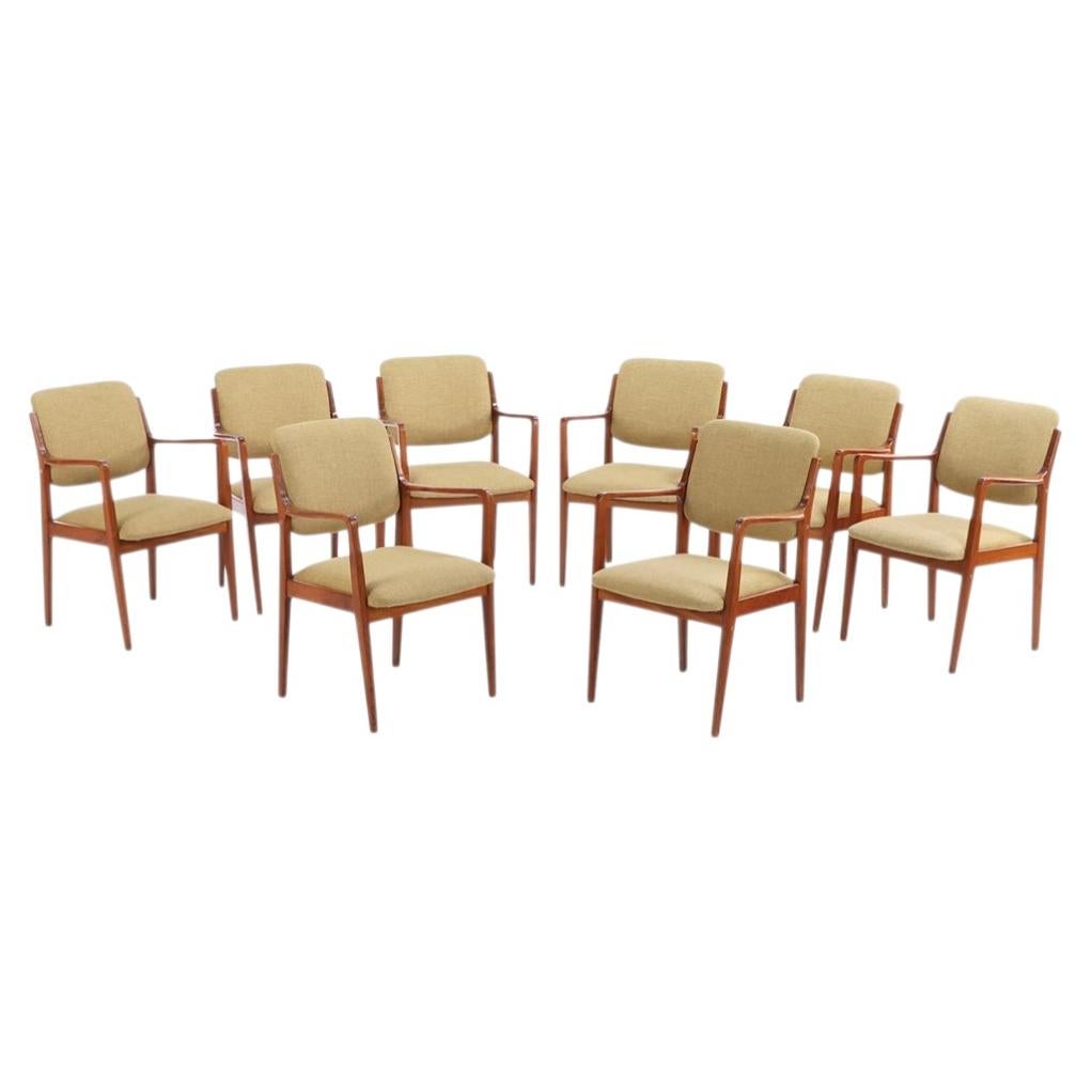 Set of Eight Mid Century Modern Open Arm Chairs, C. 1960 For Sale