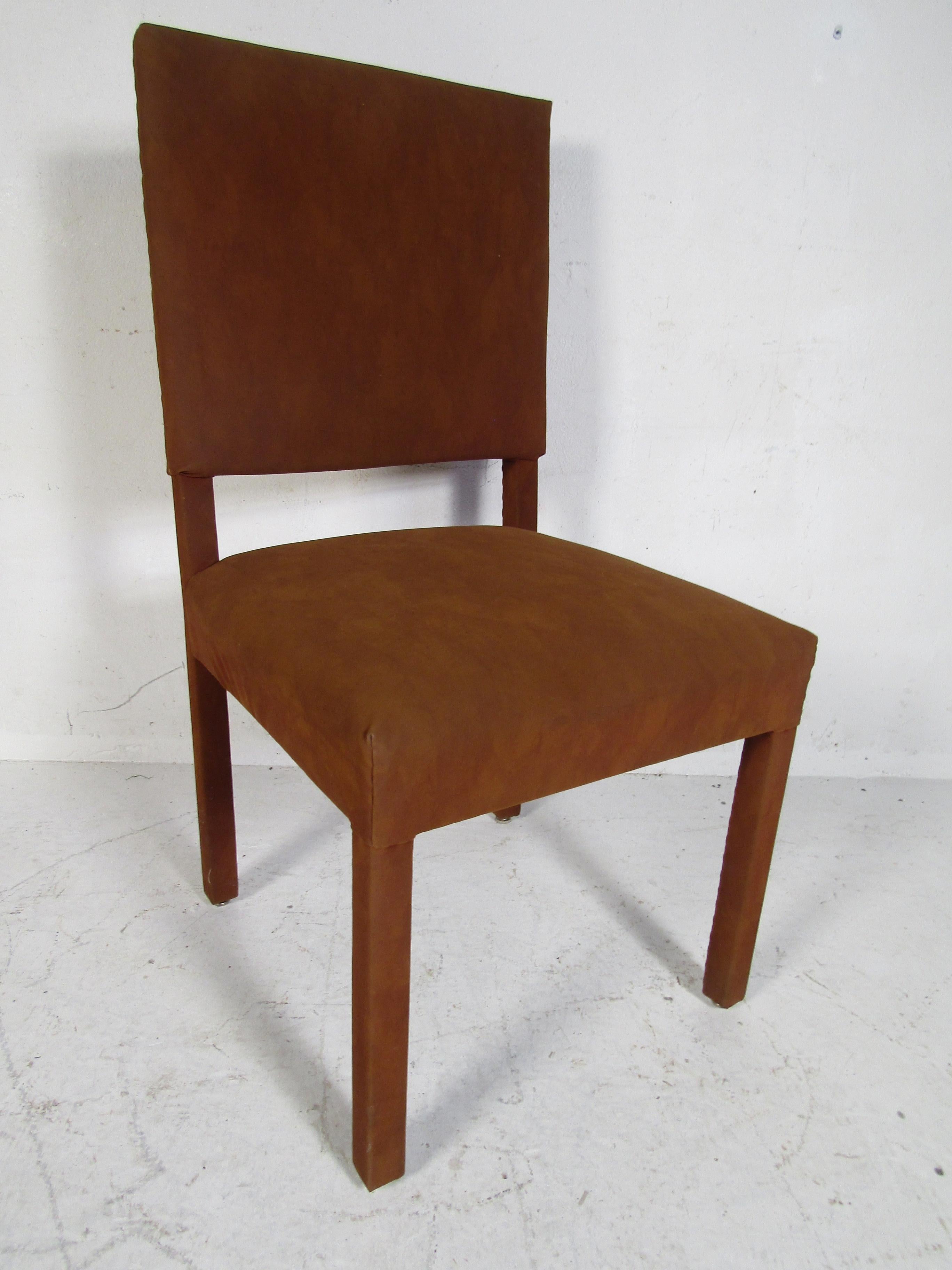 Set of Eight Mid-Century Modern Suede Dining Chairs In Good Condition In Brooklyn, NY