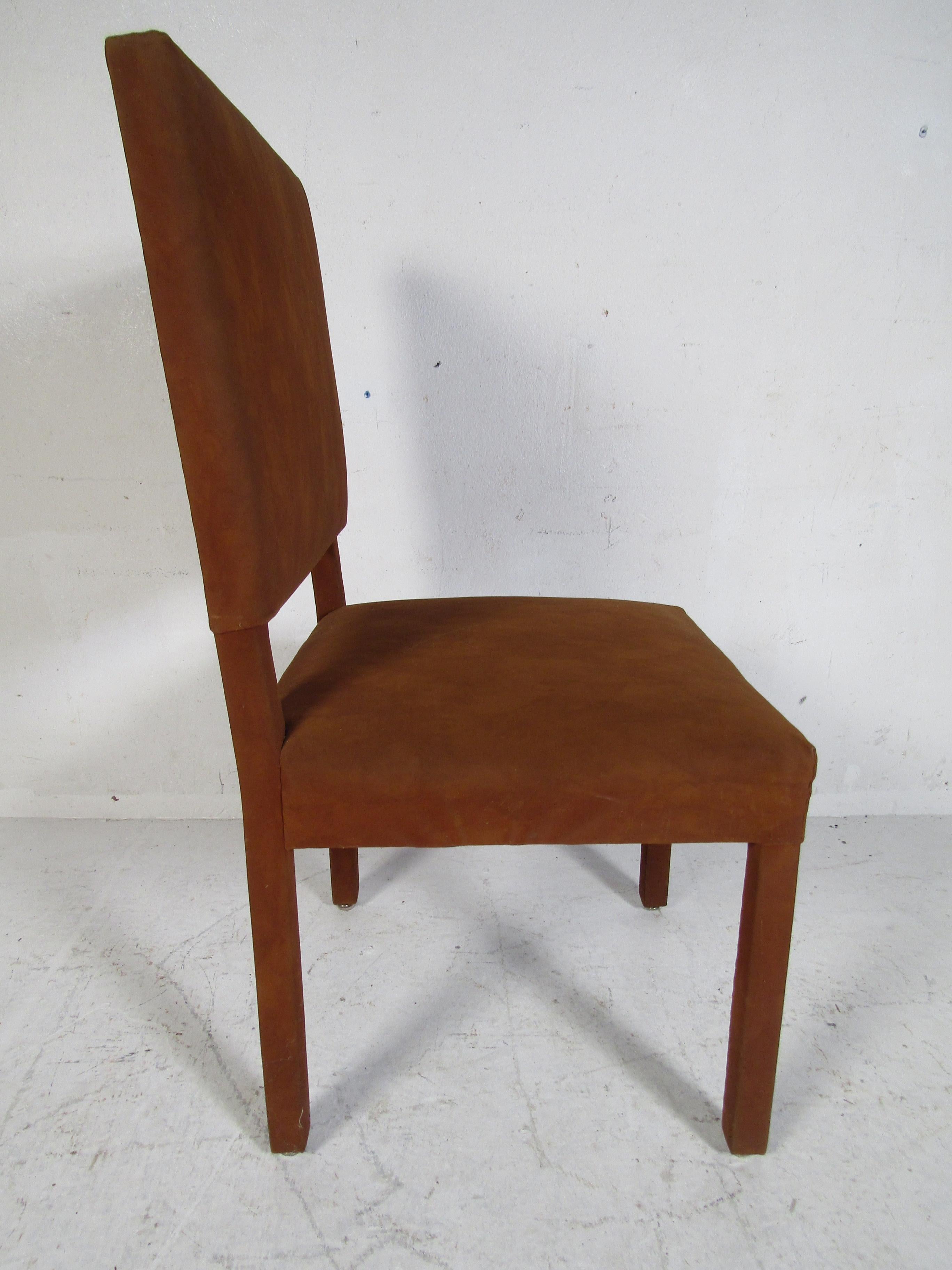 Late 20th Century Set of Eight Mid-Century Modern Suede Dining Chairs