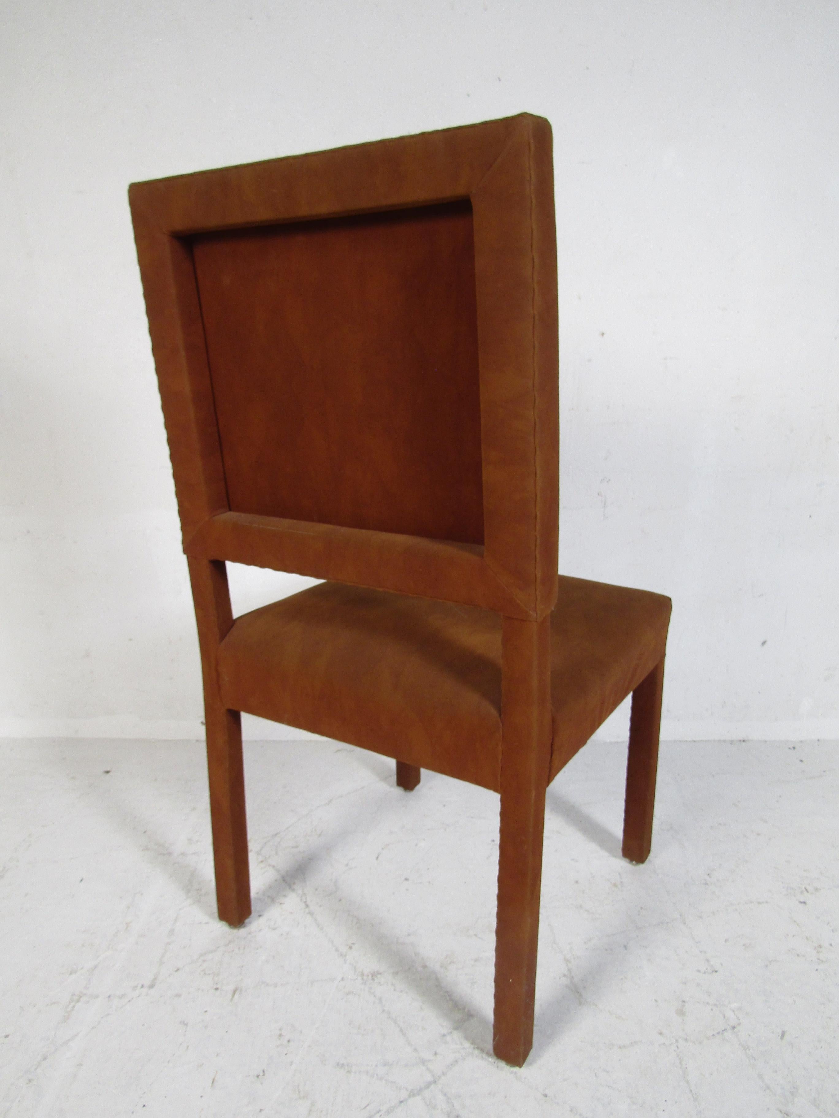 Set of Eight Mid-Century Modern Suede Dining Chairs 1