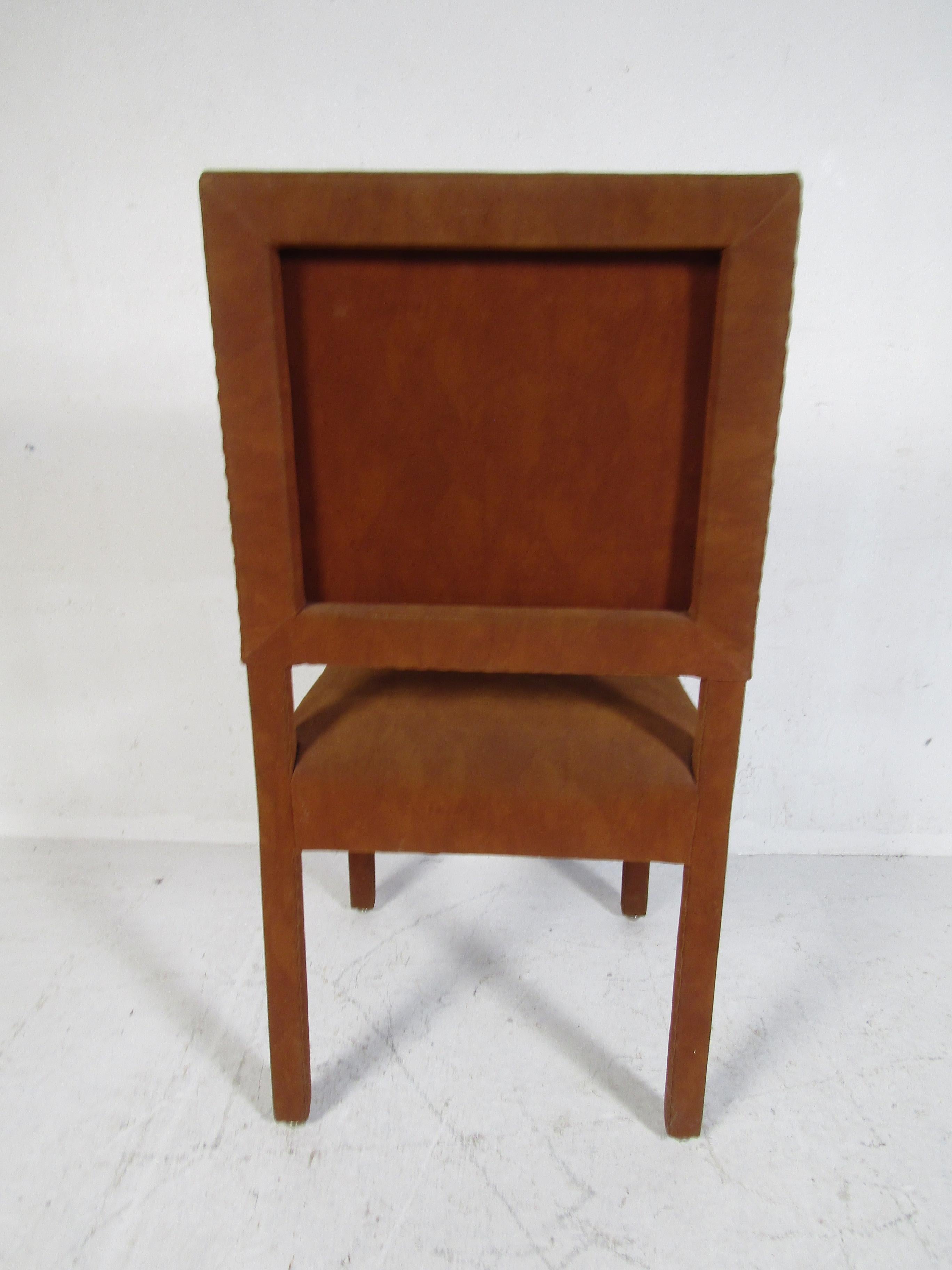 Set of Eight Mid-Century Modern Suede Dining Chairs 2