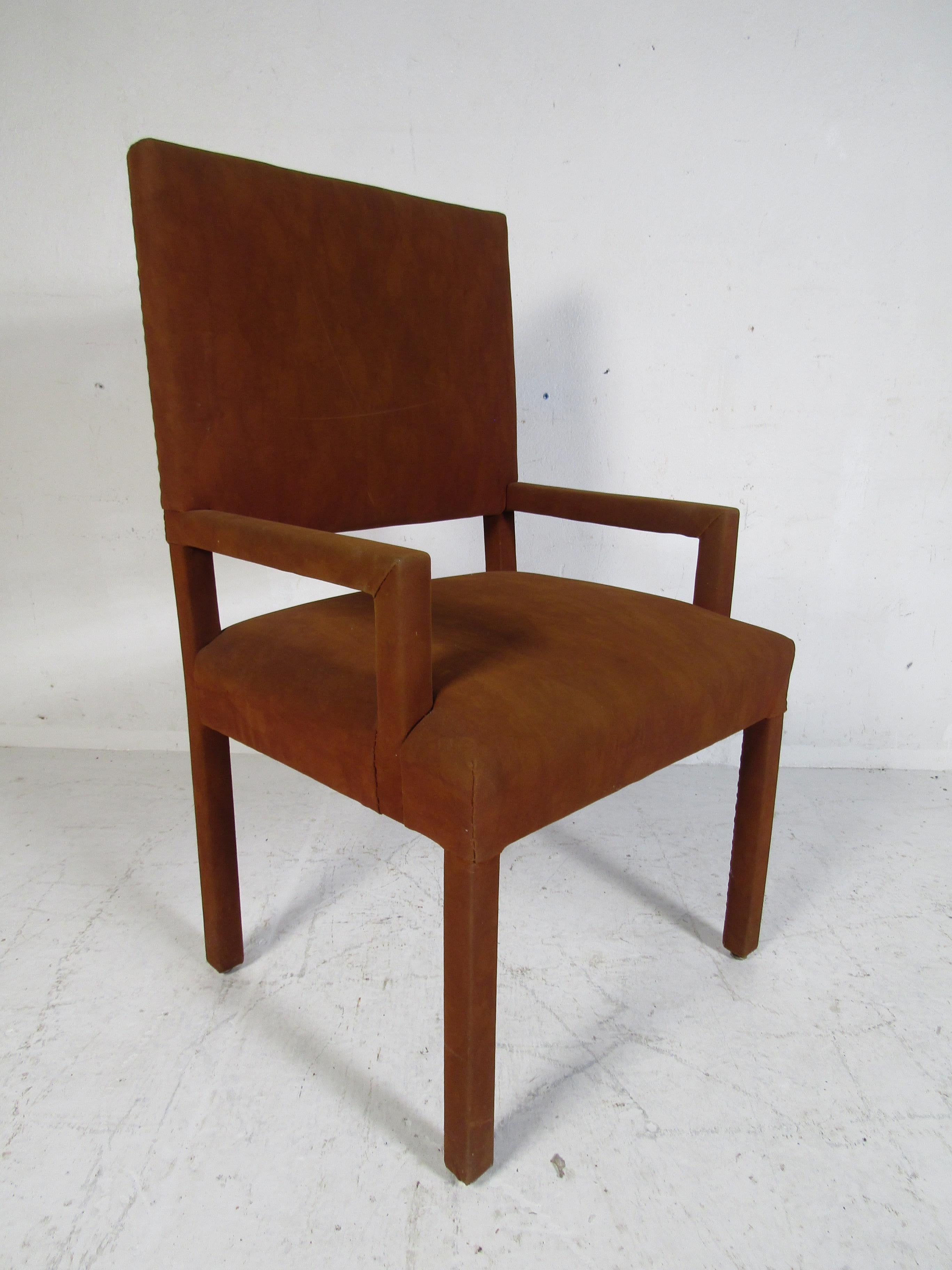 Set of Eight Mid-Century Modern Suede Dining Chairs 3