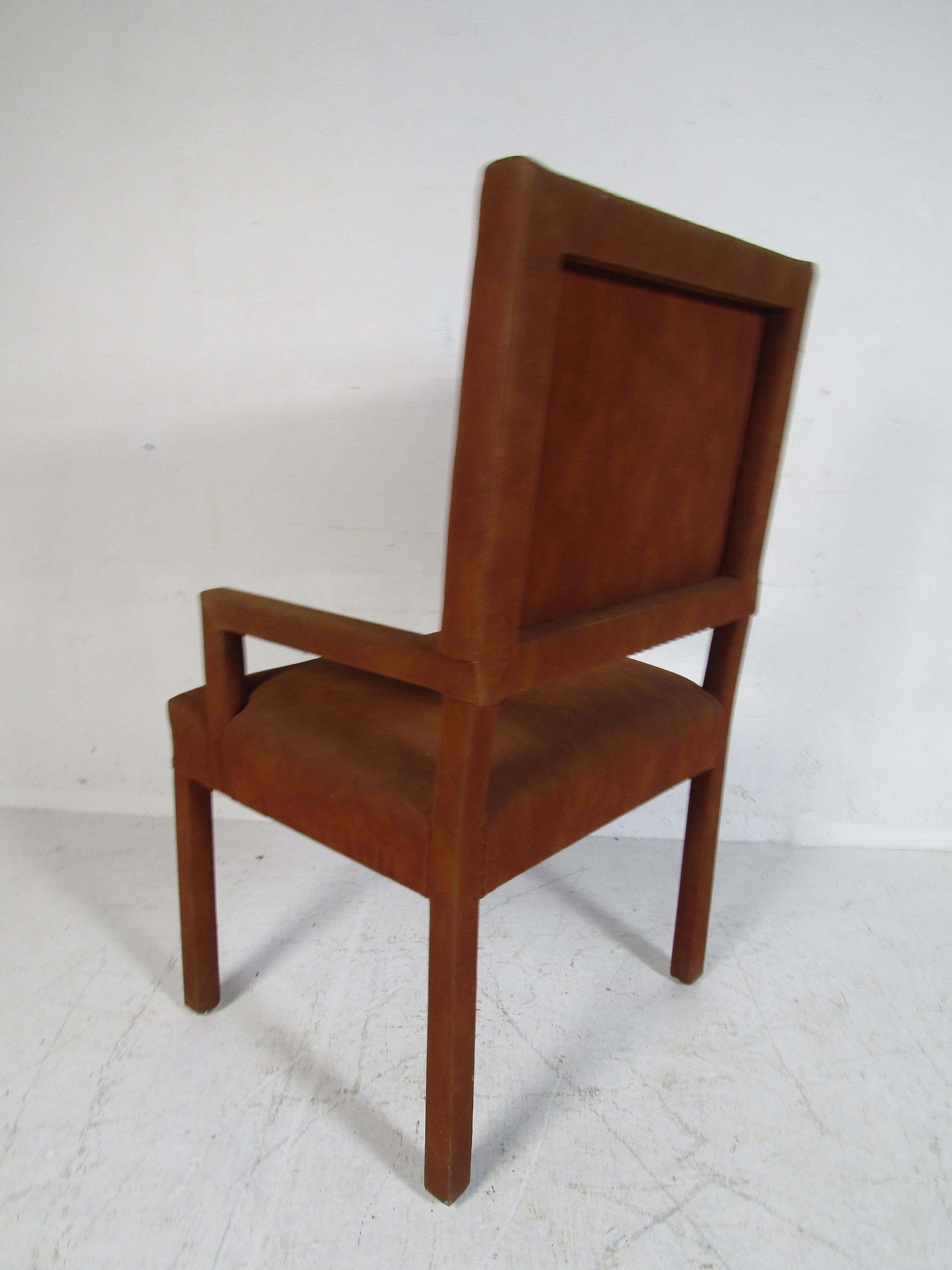 Set of Eight Mid-Century Modern Suede Dining Chairs 4