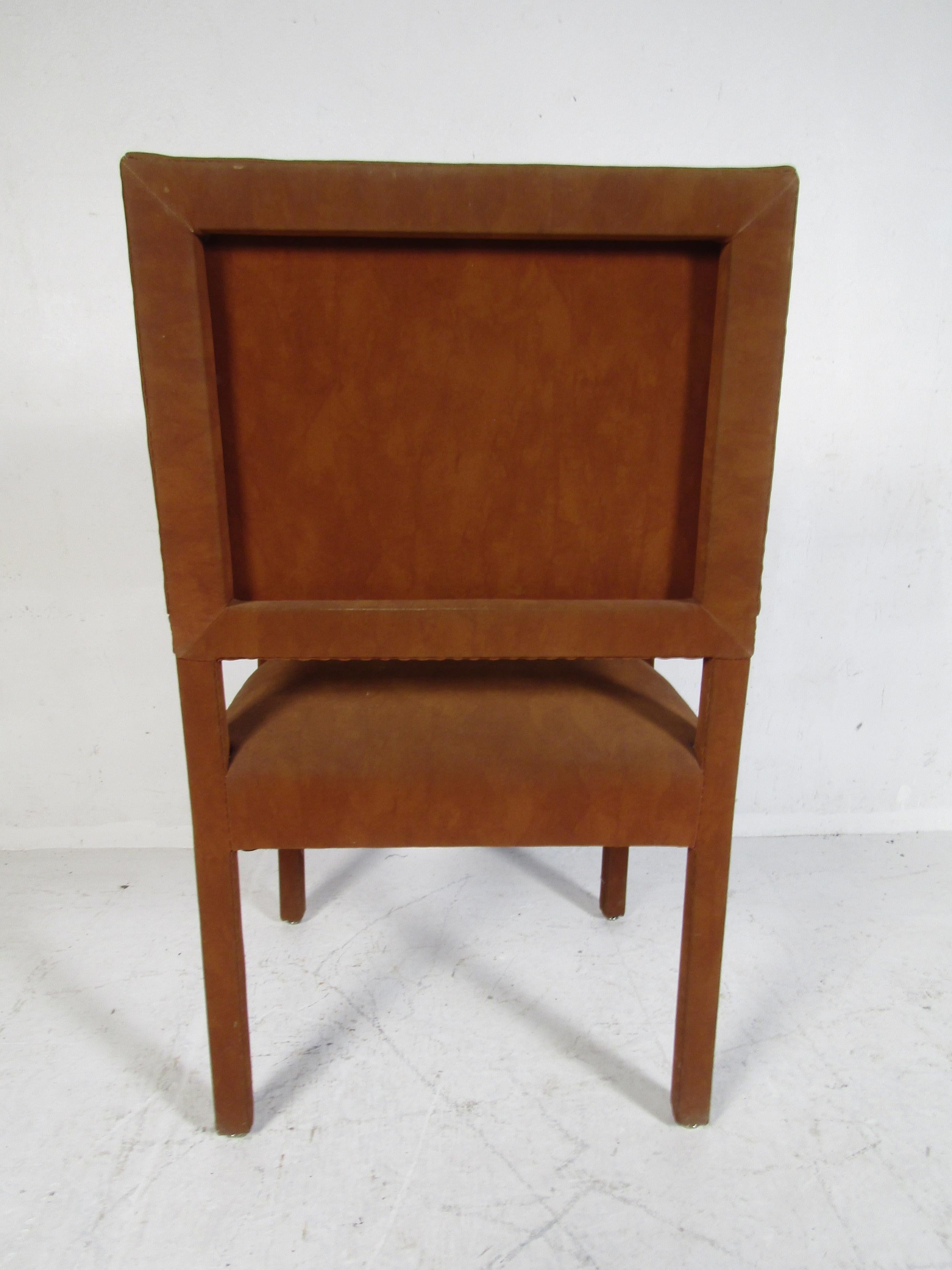 Set of Eight Mid-Century Modern Suede Dining Chairs 5