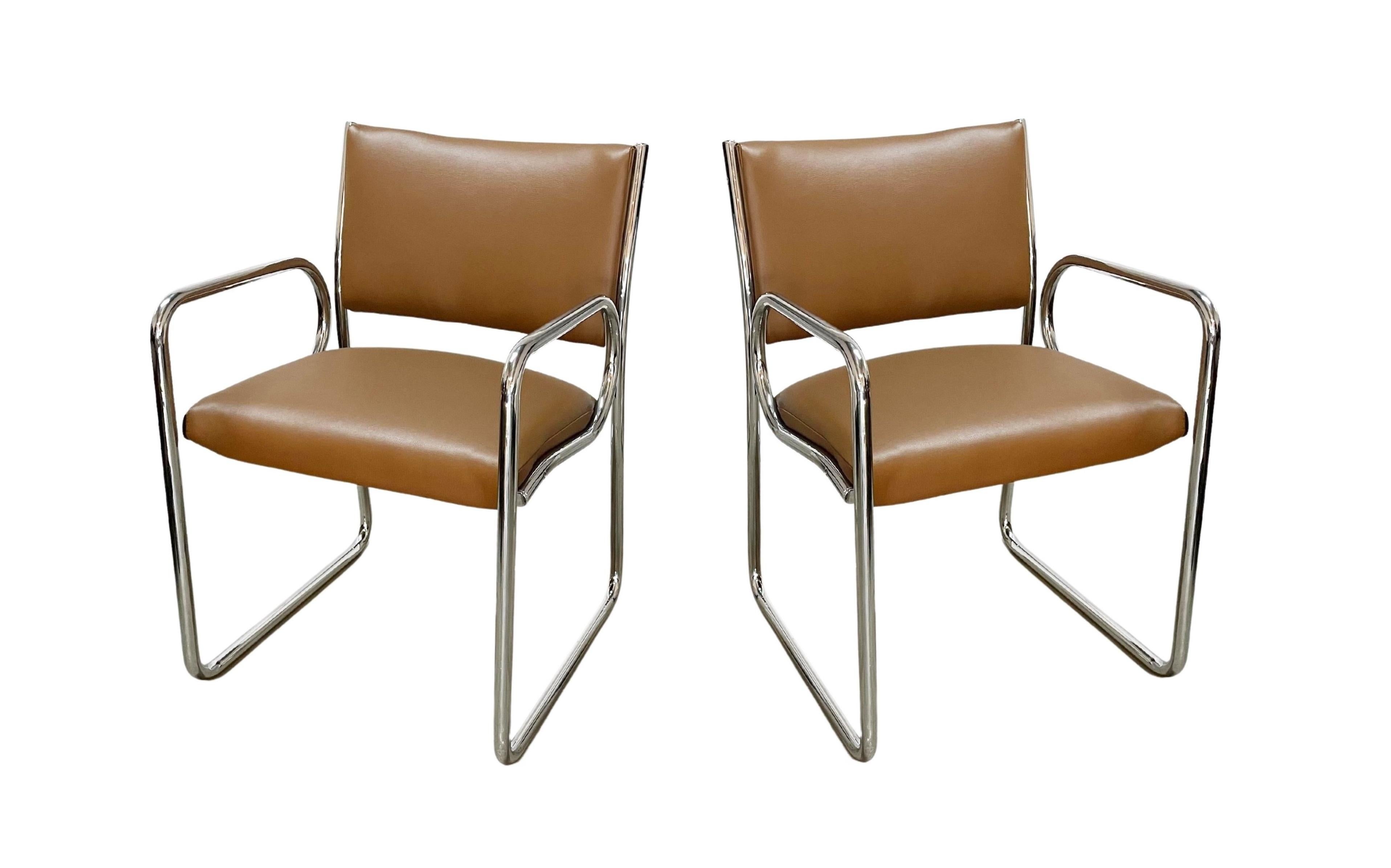 Chrome Eight Charles Gibilterra designed Mid-Century Modern Tubular Dining Chairs