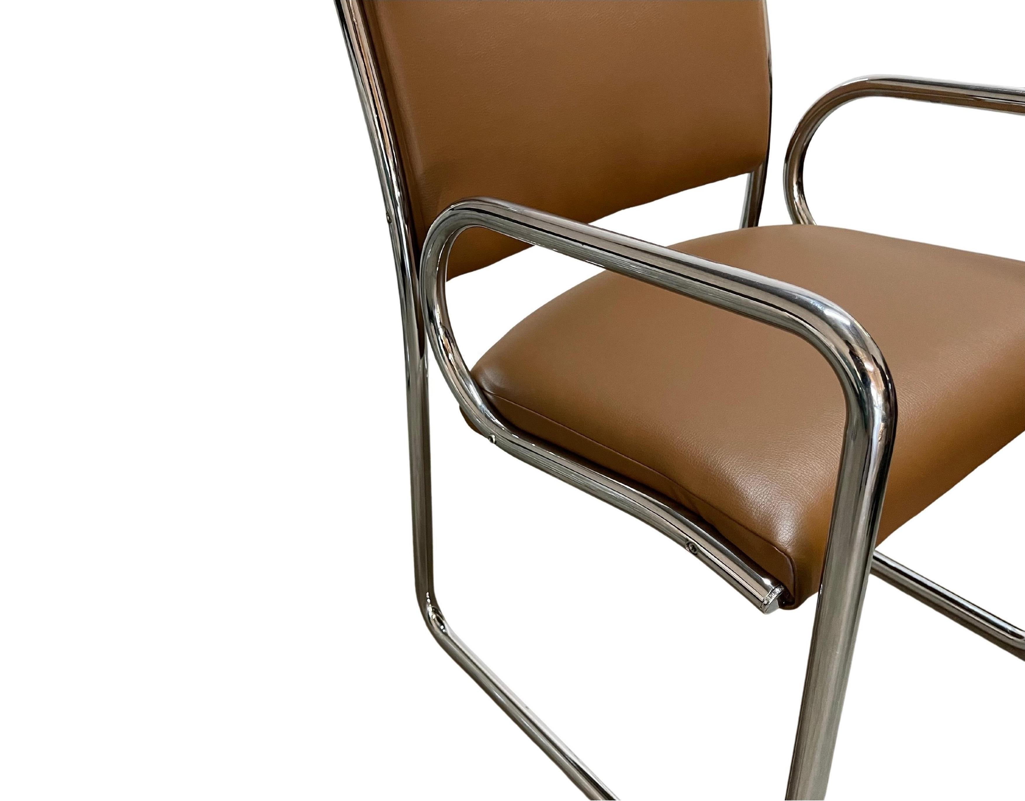 Eight Charles Gibilterra designed Mid-Century Modern Tubular Dining Chairs 1