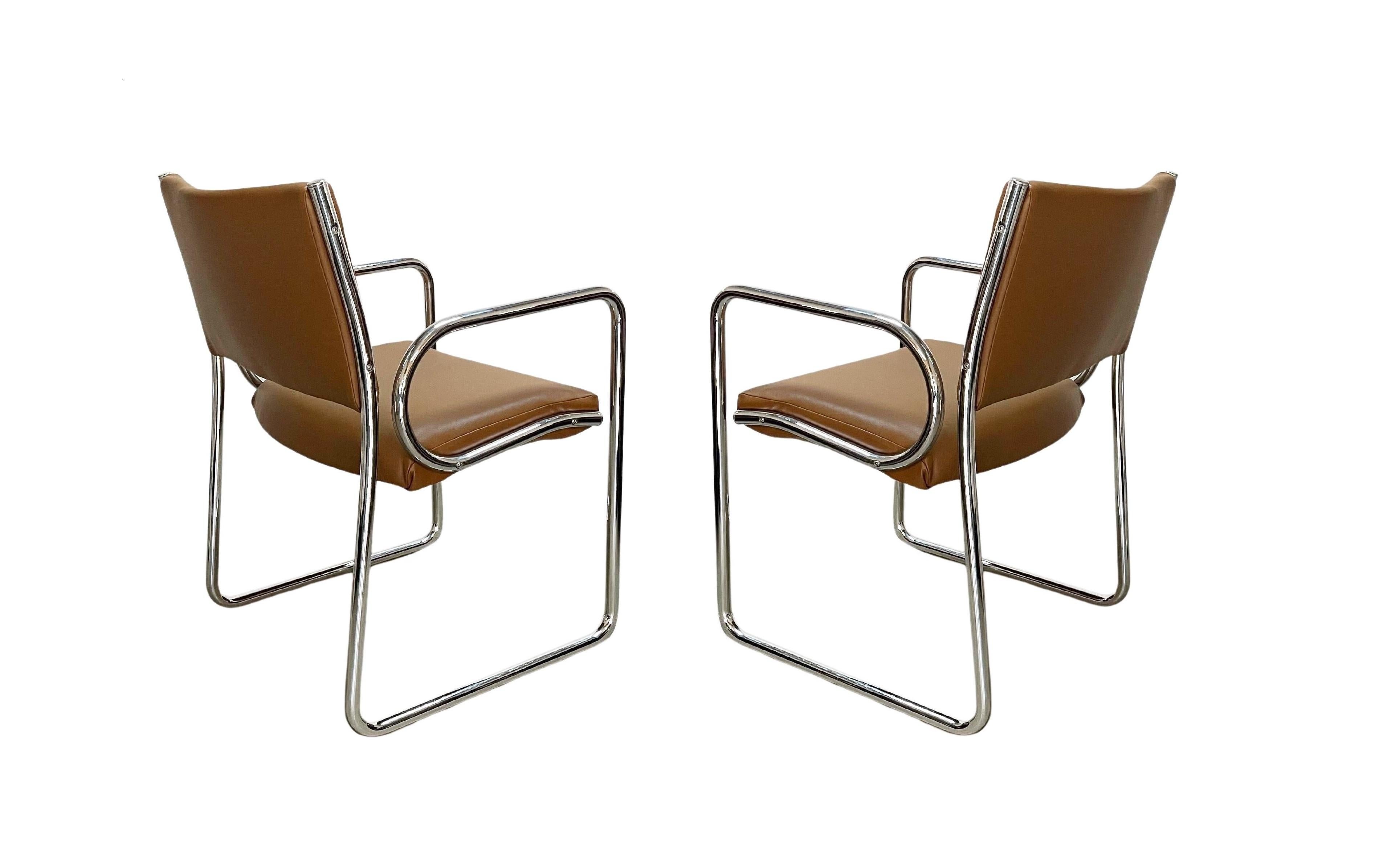 Eight Charles Gibilterra designed Mid-Century Modern Tubular Dining Chairs 2