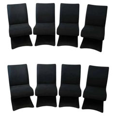 Set of Eight Mid Century Modern Zig Zag Dining Chairs