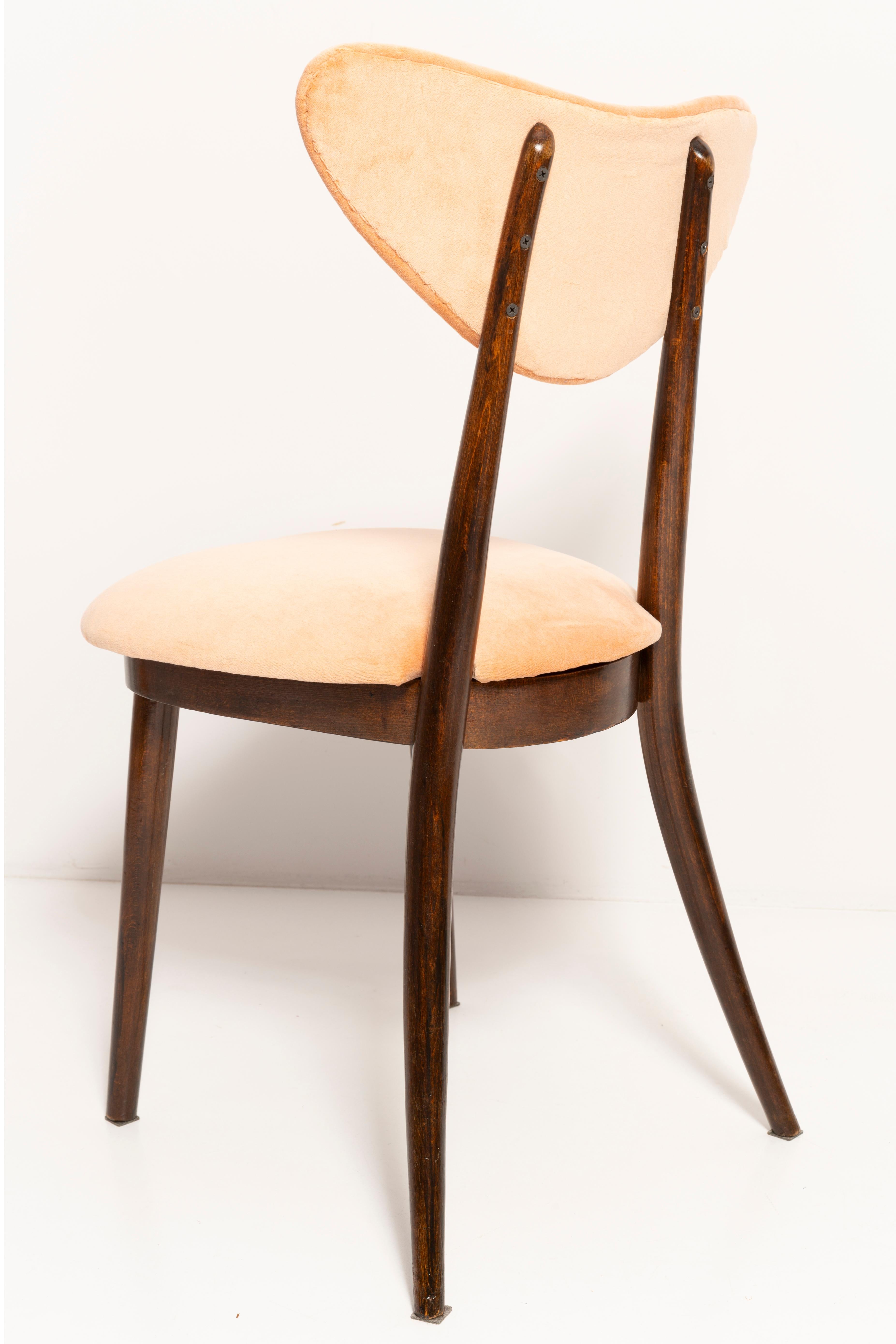 Set of Eight Mid-Century Orange Cotton-Velvet Heart Chairs, Europe, 1960s For Sale 1
