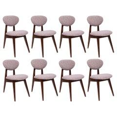 Vintage Set of Eight Mid Century Purple Mushroom Chairs, by J. Kedziorek, Europe, 1960s