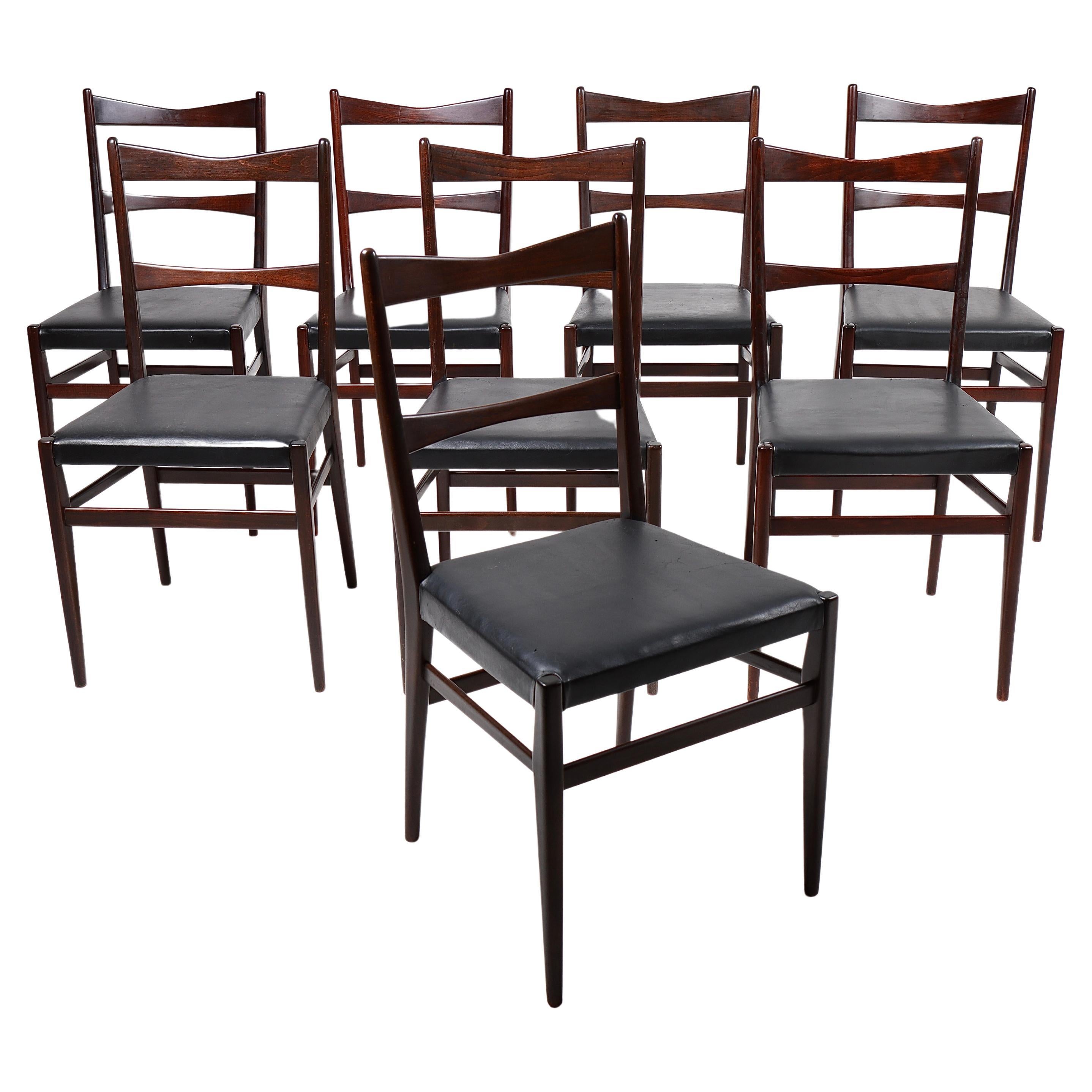 Set of Eight Mid-Century Side Chairs, Made in Italy, 1960s
