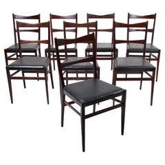 Set of Eight Mid-Century Side Chairs, Made in Italy, 1960s